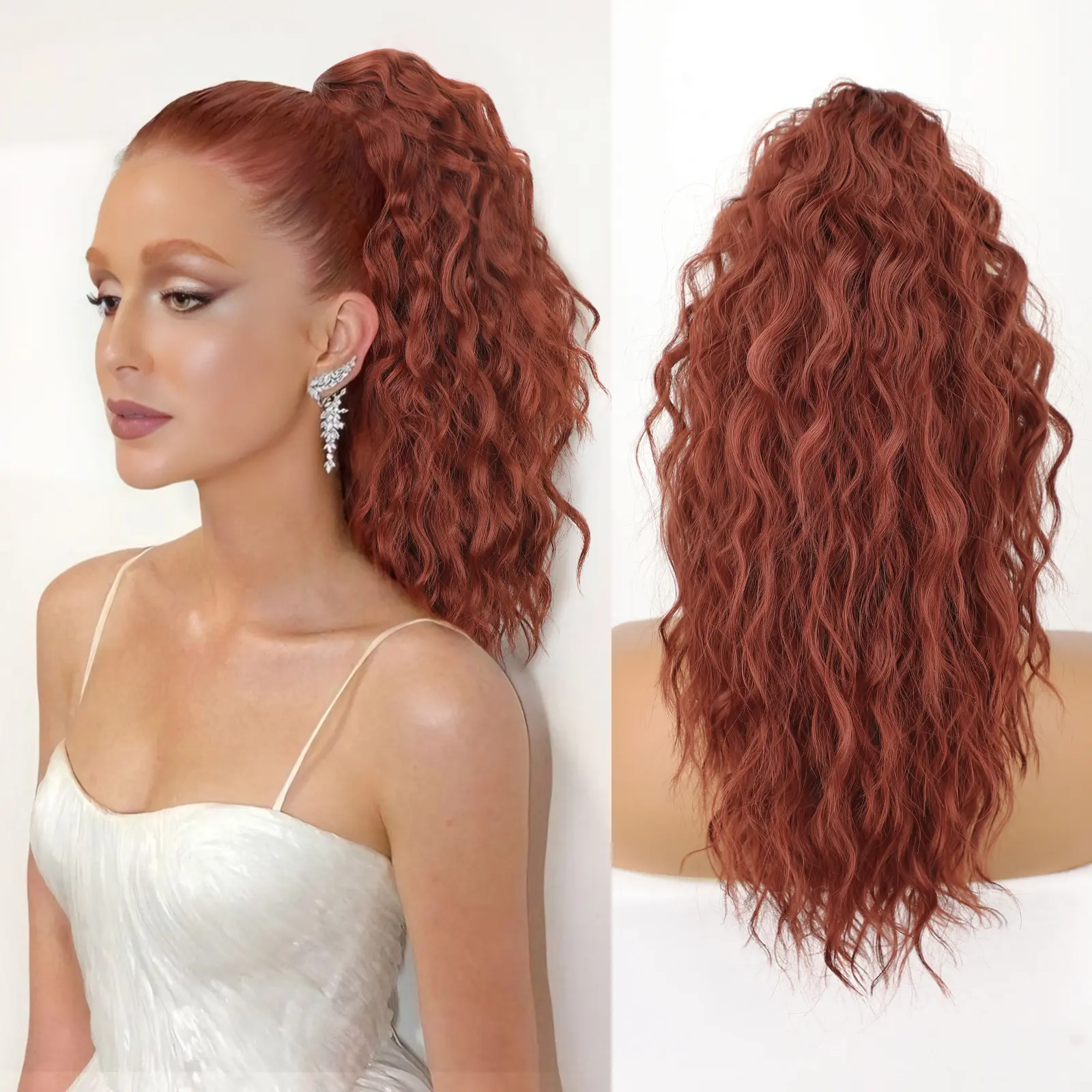 Reddish Orange Claw clip Ponytails