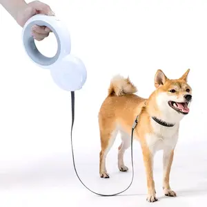 4 In 1  Retractable LED Dog Leash With Bag Dispenser (Pink)