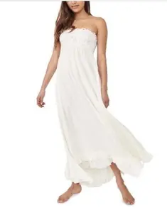 Free People Women's Adella Corset Maxi Dress, Ivory, XS Casual Crochet