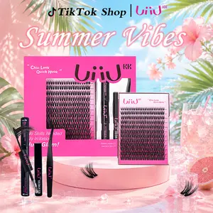 UiiUKK Flora Lash Kit Volume Boosting Waterproof Long-Lasting DIY Extensions 144 PCS Cluster Lashes Soft Kim & Kylie D curl 8-18mm Mix Easy DIY At Home Ultra Thin Band Tiktok April Stock Up & Mother's Day Campaign