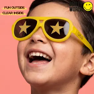 SMILEYWORLD Fun Graphic Lens Sunglasses UV400 Flexible Lightweight Kids Shades – Fun Outside, Clear Inside! Fei YELLOW