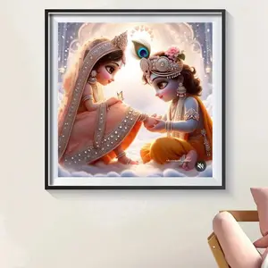 Radha Krishna Pattern DIY Diamond Arts Colorful Painting Kit without Frame, DIY 5D Diamond Arts Colorful Painting Kit, Wall Art Decor for Home