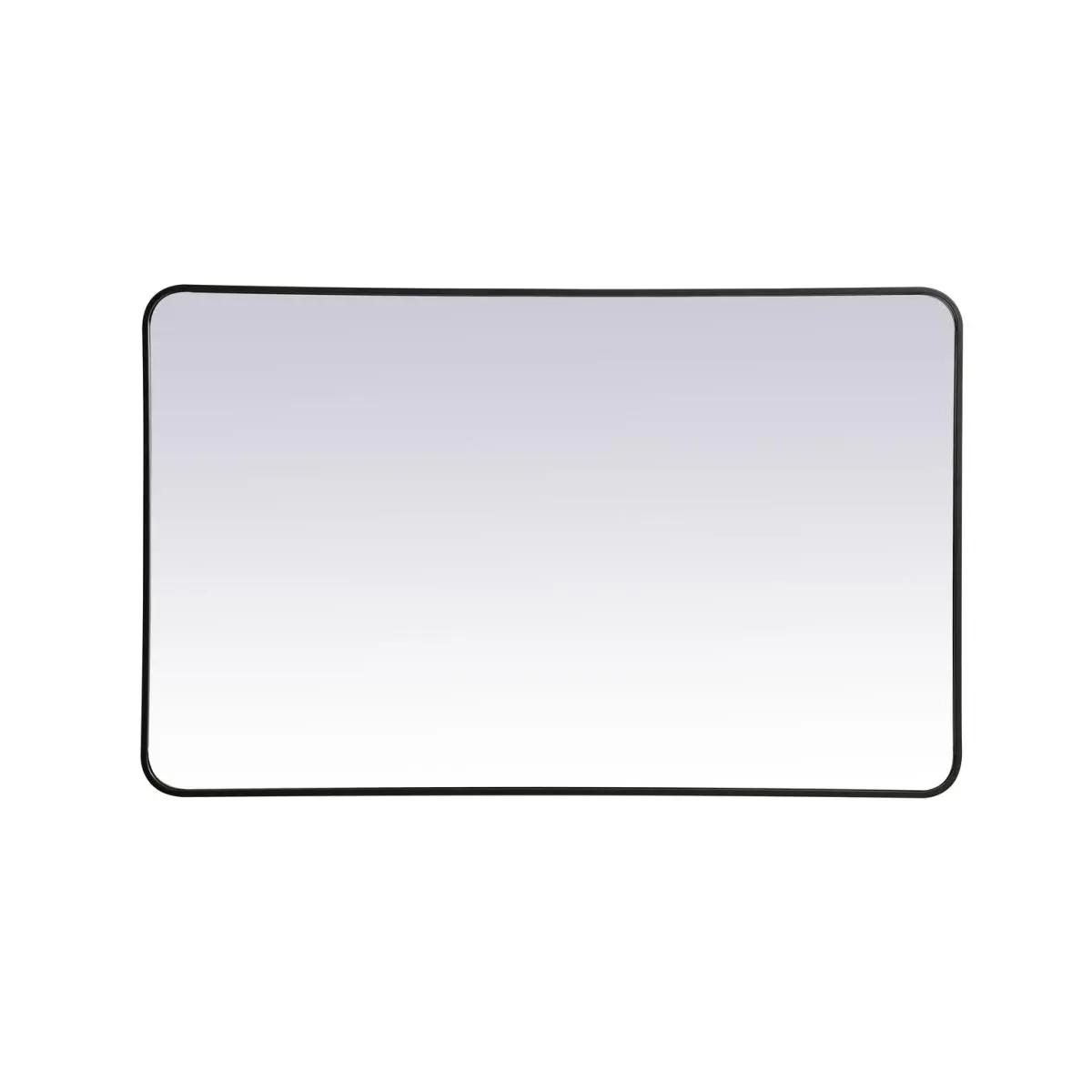 212 MAIN Modern Linear Mirror, 30 x 48 Inch Rectangular Wall Decor, Black Metal Frame with Soft Corners for Baby or Maternity Room, Home, Recessed Into Thin Metal Frame