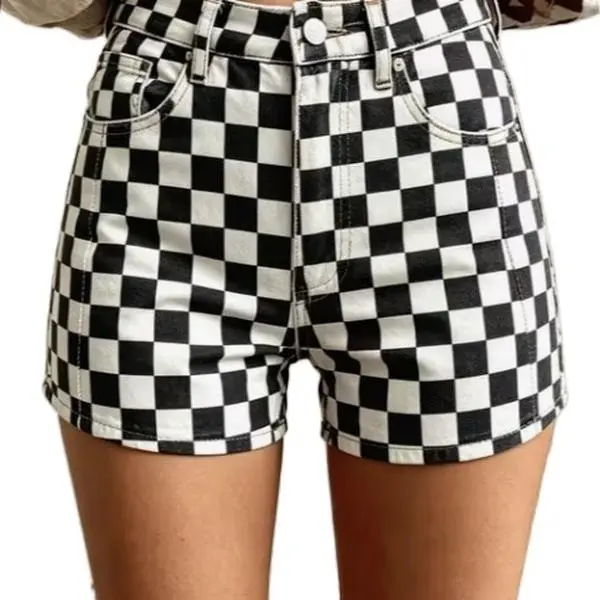 Women’s Black-and-White Checkered Shorts