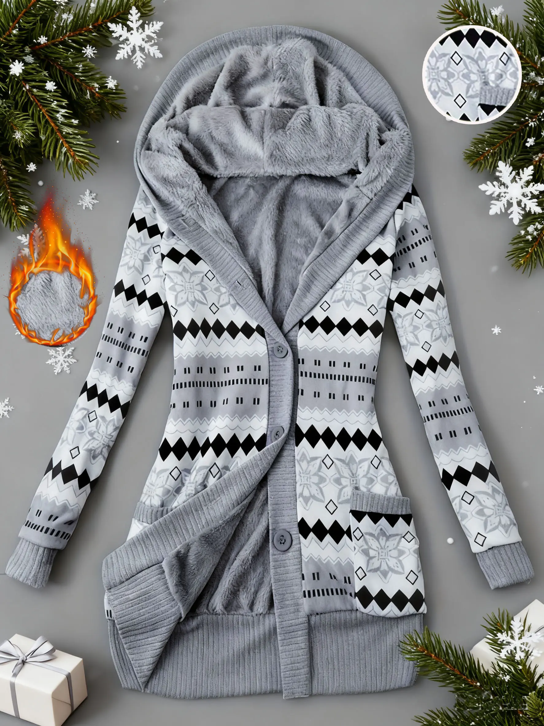 Women's Y2K Style Knitwear Casual Fashionable Slimming Flattering for Autumn Winter Everyday Wear Pink Hooded Cardigan Long Sleeve Trend, Fitted, Comfortable Womenswear