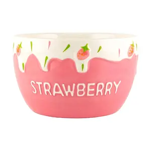 GLAZE STORY 6 Inch Stoneware Soup Bowl - Cute Pink Ceramic Bowl for Cereal, Ramen, Salad, Dessert - Kitchen Dining Tableware