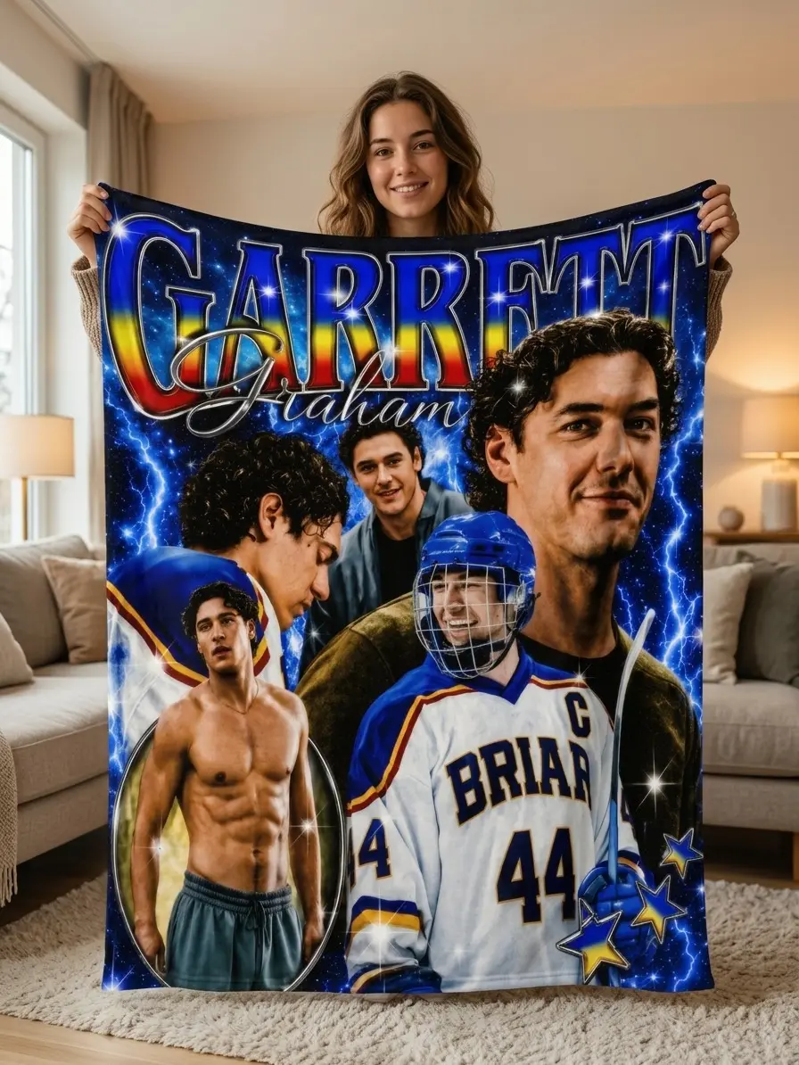Off Campus Garrett Graham Blanket, Briar University Hawks Hockey Throw Blanket, College Romance Book Series Fan Gift, Cozy Bedroom Decor for Hockey Romance Lovers