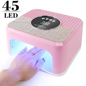 New Adhesive Diamond Nail Lamp, 45 LEDS Nail Dryer Gel Nail Polish Curing LED UV Light, With 4 Timers Automatic Sensor LCD Display Professional Nail Art Tool, Accessories For Fingernail Toenail Salon
