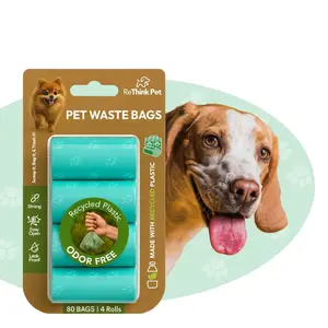 ReThink Pet Odor-Free Dog Waste Bags – 80 Count (4 Rolls) | Strong, Leak-Proof, Recycled Plastic Poop Bags