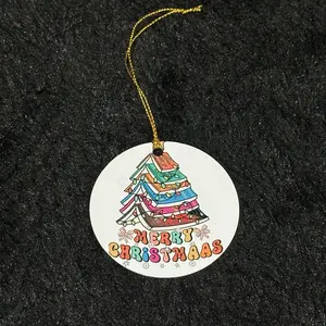 Merry Christmas Book Stack Ornament - Festive Home Decoration