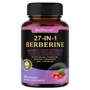 Balincer 27-IN-1 Berberine Capsules - 120 Count - Supports Heart Health, Immune System, Liver & Gut Health - Contains Ceylon Cinnamon, Milk Thistle - Non-GMO, Gluten-Free - Premium Formula Supplement Dietary Vitamin Bathroom Brain