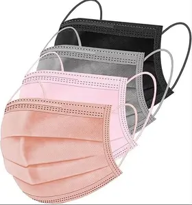 ZIYE 100/500 Pcs Disposable Face Masks, Breathable Mask 3 Layer with Nose Clip Elastic Earloop（Multicolor/Black）