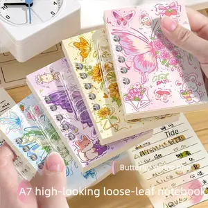A7 Butterfly Series Refillable, Cute Mini Spiral Bound Notepad, 80 Sheets Thick Paper, Smooth Writing, Waterproof PP Hard Cover, Stationery Office Supplies