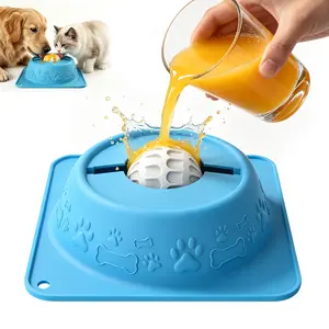Slow Feeder Dog Bowl for Liquid Treats, Anti-Slip Lick Bowl, Bone Broth and Yogurt Puzzle Feeder, No Spill Pet Bowl Pup Lick Toy for Large Medium Small Dogs and Cats, Anxiety Relief, Blue #Summervibes