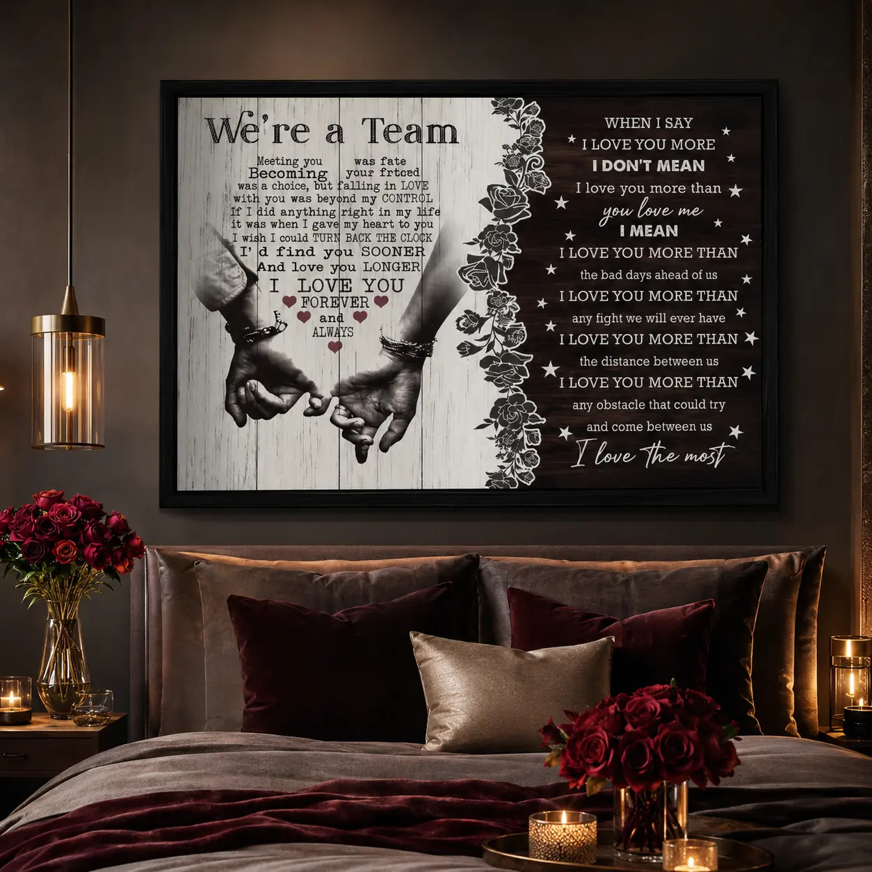 NBHYK Personalized We're A Team Couple Poster for Him Her Husband Wife Christmas Birthday Anniversary Custom Name Canvas Print Wall Art Home Decor Picture for Bedroom LivingRoom - Decorative Artwork Eco-Friendly Fade-Resistant UV-Protected - Creative,Gift