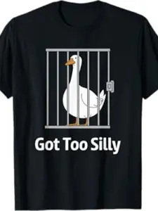 Funny Sand Sculpture Goose T-Shirt Round Neck, Humorous Cage-Bound Goose Casual Top Streetwear, Fun Relaxed Fit Tee for Daily Wear