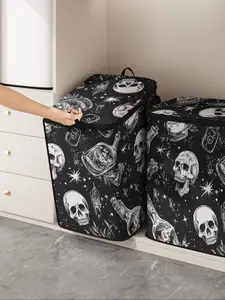 Cute Skull Print Blanket Storage Bag, Durable Material with Handle, Perfect for Home Use, Ideal for Storing Blankets and Toys, Room Organization Products, Storage Tote