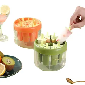 Fun Round 8-Compartment Ice Cream Mold, DIY Fruit Pops Maker, Reusable Food Grade Silicone, Quick Freeze, Ideal for Summer Drinks, Home Bar Party