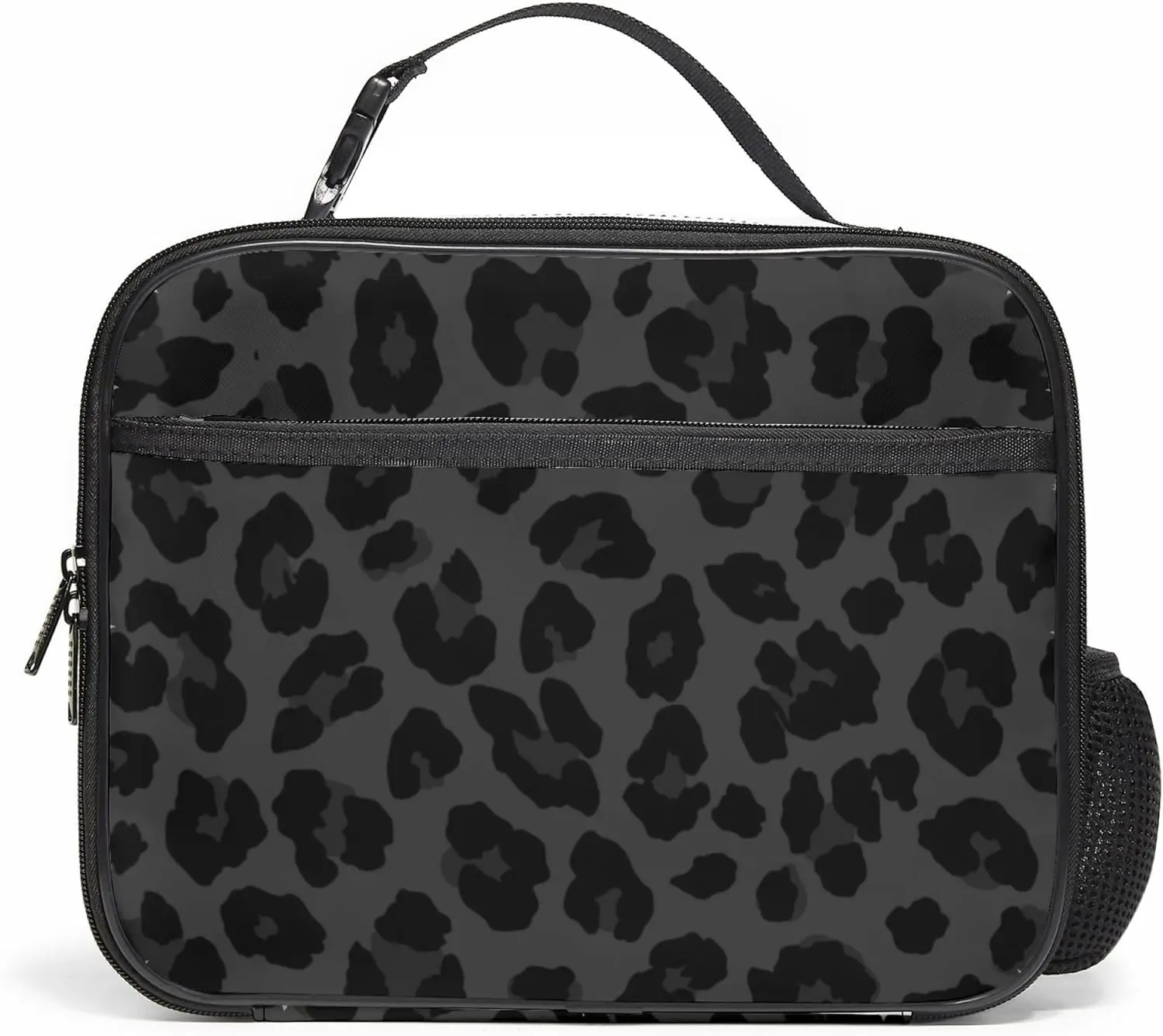 Leopard Lunch Box for Kids, Cute Insulated Lunch for Boys Girls,Waterproof Lunch Box with Water Bottle Holder for Teens Adults Picnic Travel Back to School (Black Leopard)