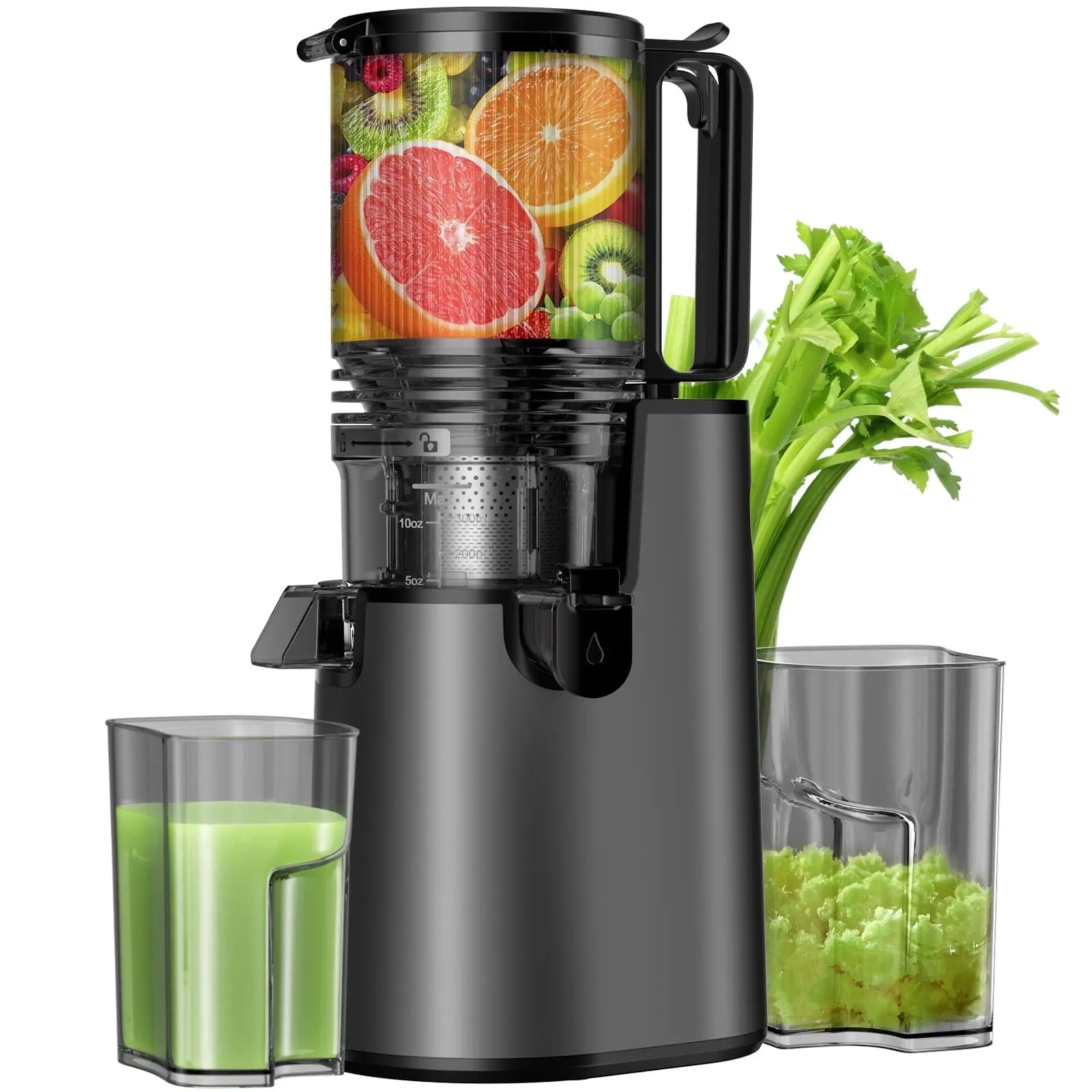 DARKIRON Cold Press Juicer, Masticating Juicer with 5.4 Large Feed Chute, 400W Slow Juicer Machines Fit Whole Vegetables and Fruits,Juicer Machine with High Juice Yield
