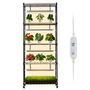 【Summervibes】VEVOR Plant Shelf with Grow Light, 5-Tier Indoor Plant Stand, 71 in Tall Plants Display Rack with Wheels & 4/9/14H Timer, 80W T5 LED Full Spectrum Grow Lights, Flower Pot Holder for Seed Starting