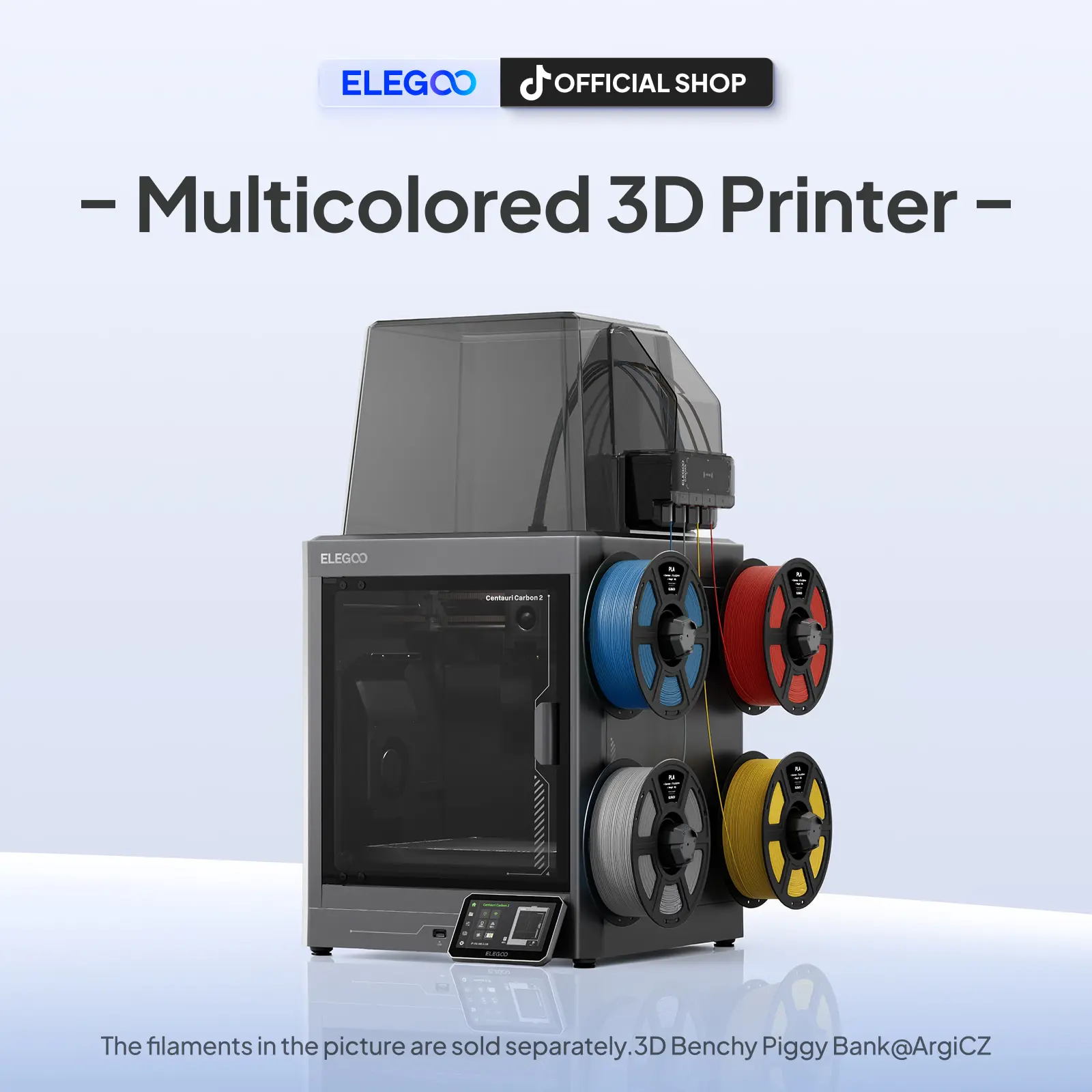 ELEGOO Centauri Carbon 2 Combo 3D Printer - Fully Auto Leveling, 500mm/s Fast Printing, CoreXY Structure, 256x256mm Large Build Area, Multicolor Capable, Beginner-Friendly Printer for Family Use | 3D Printing Supplies, Printer 3D Printing Supplies