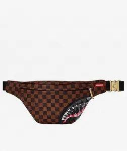 Need Poem Sprayground Sharks In Paris Brown Checker Fanny Pack
