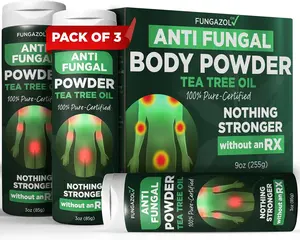 Antifungal Body Powder with Miconazole Nitrate 2% & Tea Tree Oil | Medicated Body Powder for Jock Itch, Athlete’s Foot, Ringworm & Odor | Soothes Itchy Skin | 3 oz, pack of 3