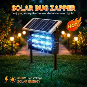 Solar & USB Rechargeable Wireless Portable Electronic Mosquito Zapper Killer, 3 LED Tube Cordless Insect Zapping Lamp with Hanging or Standing Setup for Porch, Home Care Pest Management