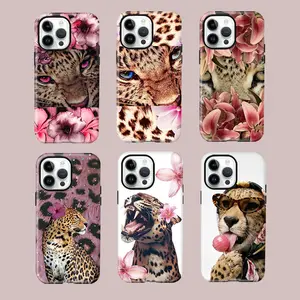 Leopard & Animal Print iPhone Case Set, Tiger/Cheetah Spots, Leopard Gaze Shockproof Hard Case for iPhone 11, 12, 13, 14, 15, 16, 17 (Pro Max, Plus, Air), military-grade drop resistance