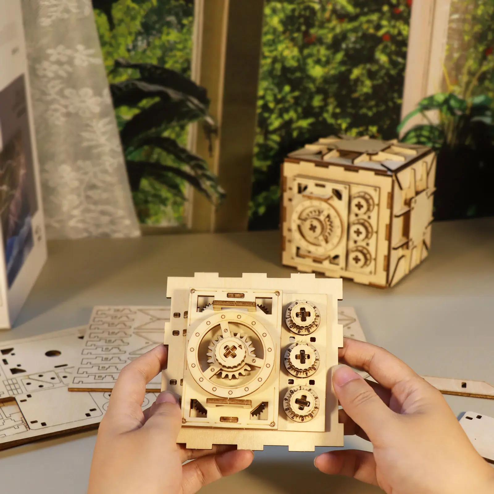 3D Wooden Handmade Mechanical Puzzle - DIY Locker Box with Combination Lock Model Kit for Adults to Build & Store Precious Items, Wooden Handmade Puzzle