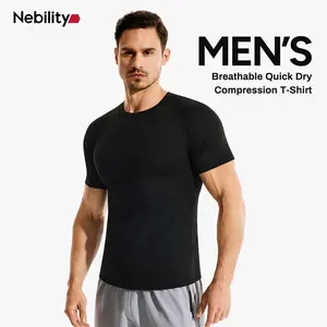 Nebility Men’s Compression Athletic T-Shirt – Lightweight Breathable Gym Shirt, Moisture-Wicking Quick Dry, Stretch Fit Training Top for Running, Fitness & Sports