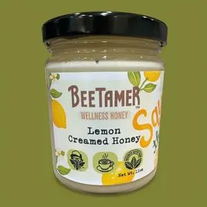 BeeTamer's Squeeze the Day Lemon Creamed Honey with real lemon powder 11oz
