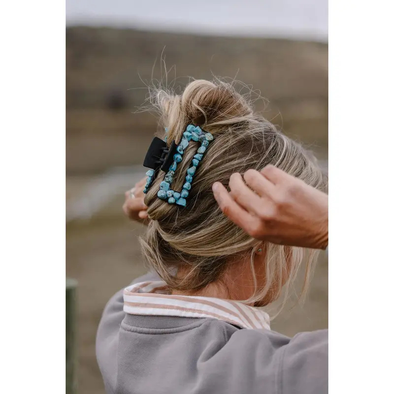 metal turquoise western hair claw clip - TikTok Shop
