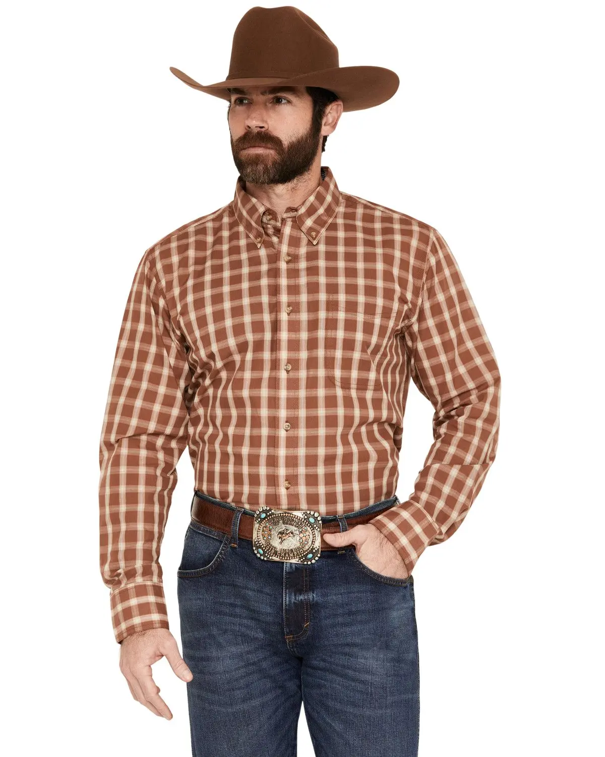 Wrangler Men's Riata Men'S Assorted Plaid Print Long Sleeve Button-Down - 112374843