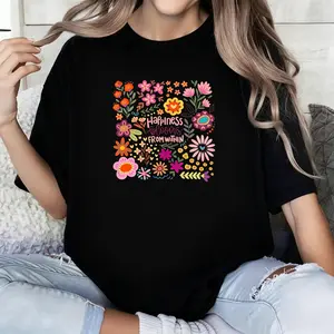 Retro Boho Trendy Comfort Colors ®   Shirt - Happiness Blooms From Within Flowers Shirt - Aesthetic Blossom Tee & T shirt