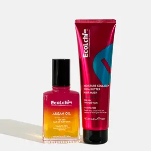 ECOLCHIPRO Collagen Hair Mask & Argan Oil Set - 160ml Moisturizing Hair Treatment with Shea Butter for Dry Damaged Hair - Salon-Quality Formula Moisturizer