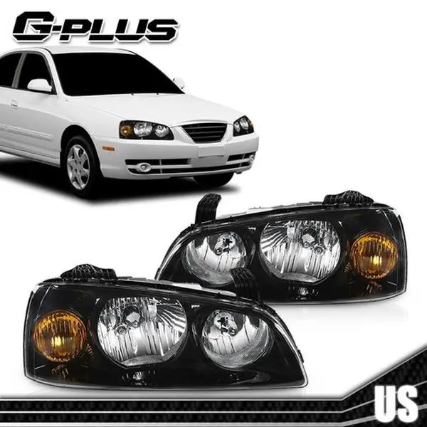G-PLUS Headlights for 2004-2006 Hyundai Elantra Black Headlights Front Corner Headlights Assembly New