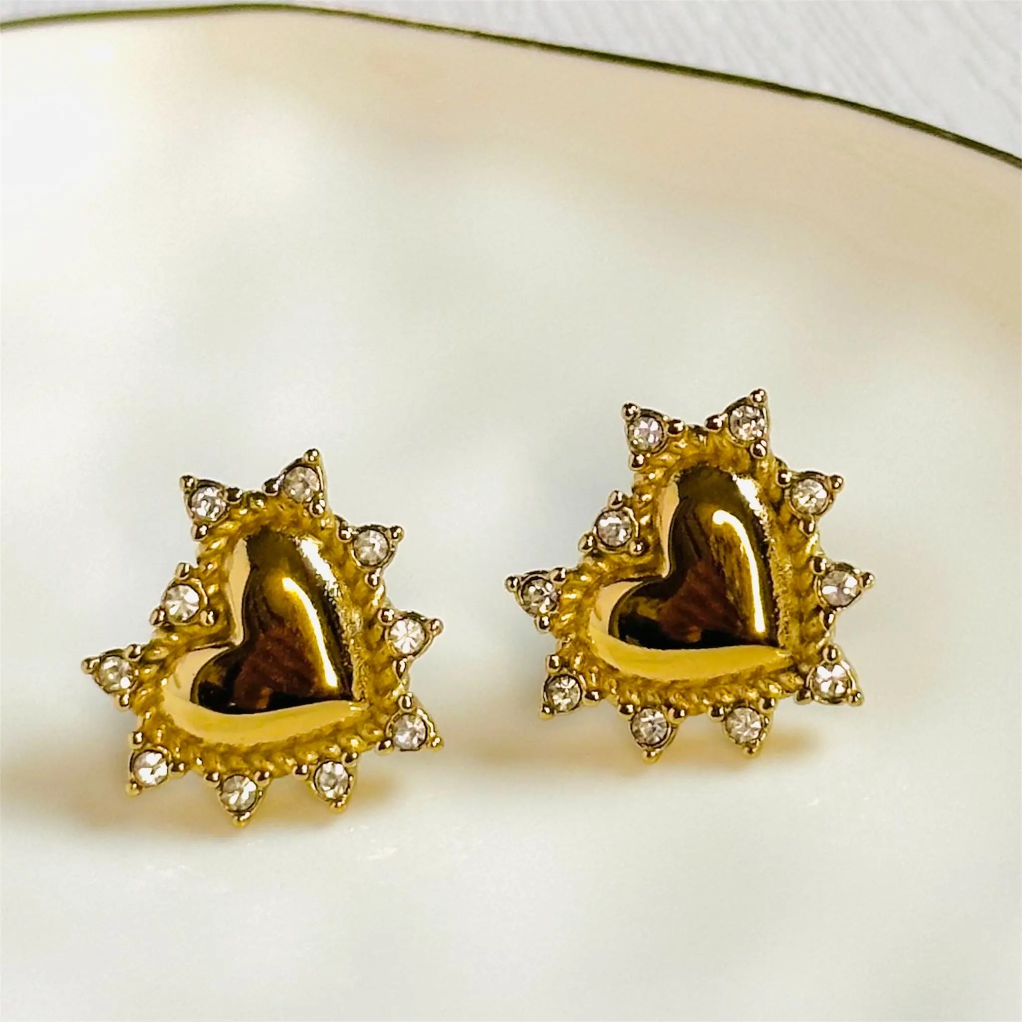 Sparkle Heart Earrings | Stainless Steel 18k 