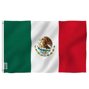Mexico Flag 3x5 Foot, Durable Fade Resistant Banner with Double Stitched Edges for Indoor Outdoor Display