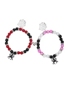 2 Piece Couple Bracelet Set, Heart Magnetic Clasp, Spider Pendant, Friendship Gift, Attractive Design, Perfect for Couples, Matching Bracelet