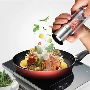 1pc, Pepper Grinder, Household Sea Salt Ginder, Stainless Steel Spice Grinder, Manual Pepper Mill, Spice Crusher, Reusable Spice Bottle For BBQ Picnic Camping, Kitchen Gadgets, Gifts For Mom Or Dad Seasoning Aesthetic Utensils
