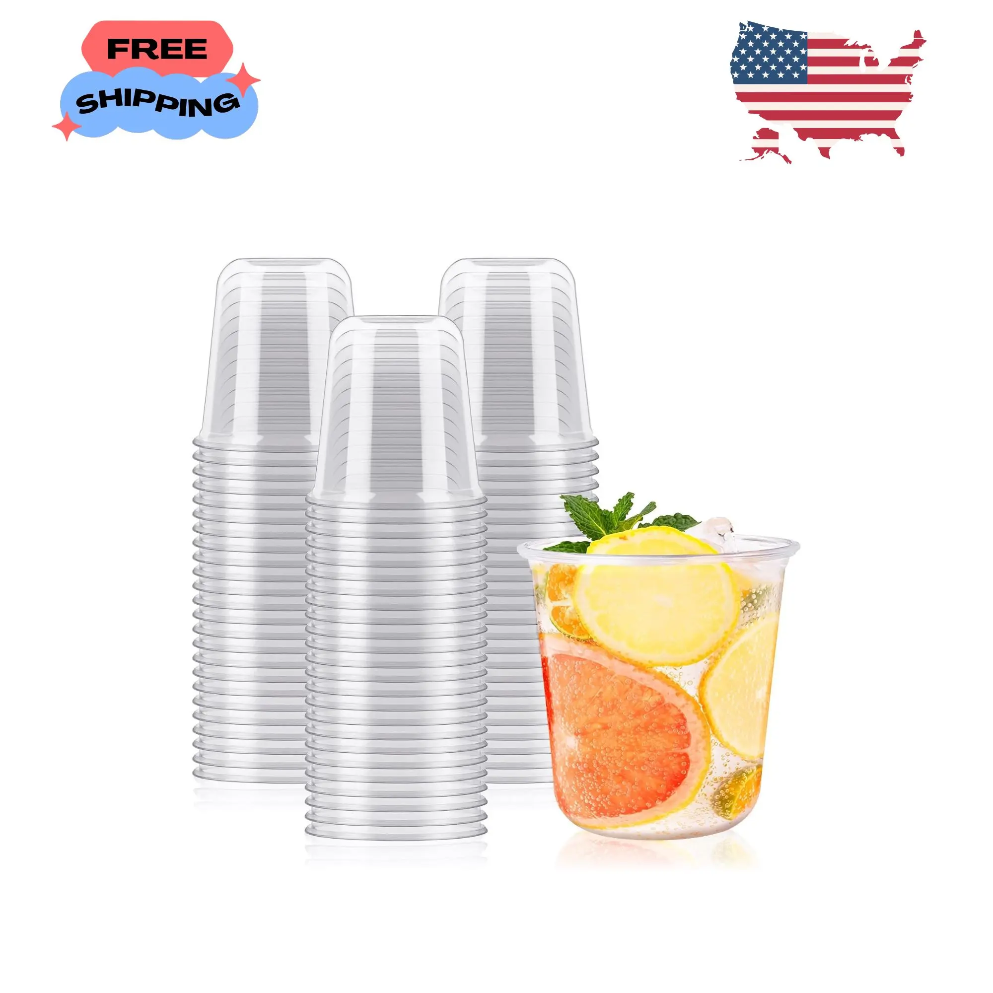 50 Pcs Disposable Plastic Wine Glasses Stemless 12 oz