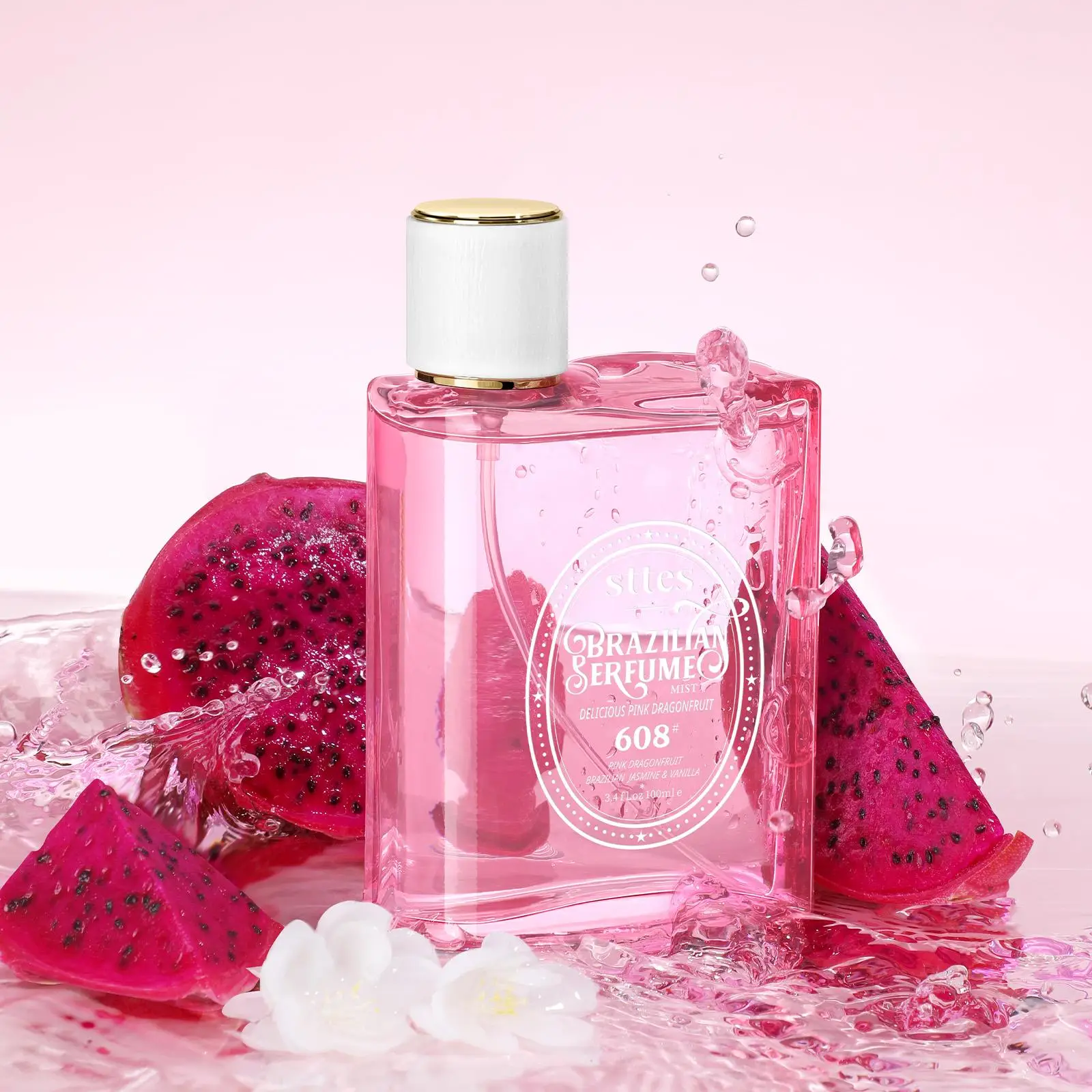 Sttes Perfume 608#(DELICIOUS PINK DRAGONFRUIT) - Eau De Perfume 100ml (3.4fl Oz) Fruity and floral (vanilla + jasmine+red pitaya)