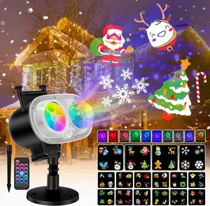 Holiday Projector Lights Outdoor, 2-in-1 HD LED Outdoor Projectors with Remote Control Timer, 3D Ocean Wave & 4 Patterns Waterproof Lanscape Lights for Indoor Valentine Xmas Halloween Holiday Party