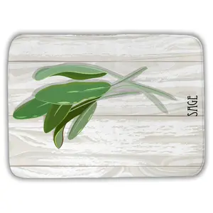 360 stand Cozy Absorbent Rectangle Microfiber Foam Bath Mat - 17x24 in, Sage Botanical Print on Wood, Rustic Farmhouse Home Decor Accessory for Kitchen, Bath, Microfiber Cloth, Foam Bath Mats