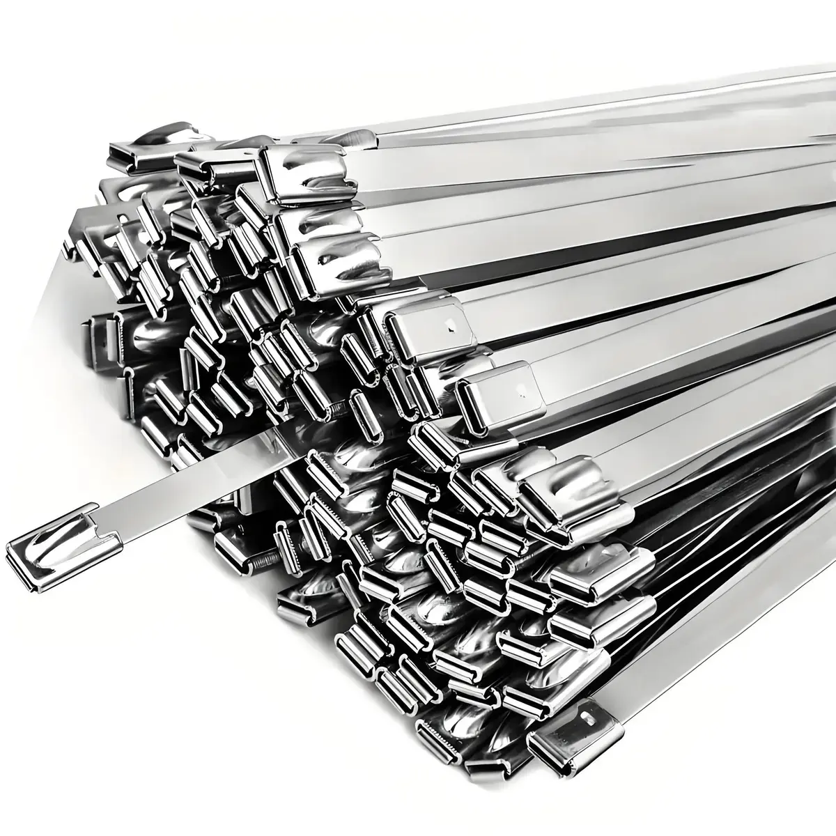 100-Pack 304 Stainless Steel Durable Zip Ties, 11.8 in Heavy-Duty Self-Locking Cable Ties, 200 Lbs Strength UV-Resistant Easy-to-Use Bundling Tool for Industrial, Farm, Electrical Labeling Needs