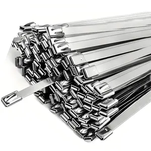 100PCS Heavy Duty 304 Stainless Steel Zip Ties 11.8" UV Resistant Rustproof Self-Locking Cable Ties 200 Lbs Strength for Industrial Automotive Farm Outdoor Use