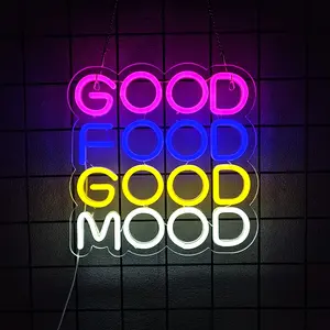 Good Food Good Mood Neon Sign, Food Neon Signs for Wall Decor, Good Food Good Mood Neon Light with  Powered for Snack Shop, Restaurant, Fast Food