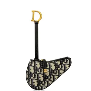 Pre-owned Dior Leather Shoulder Bags Saddle Bag Oblique Blue (mg032226c5)